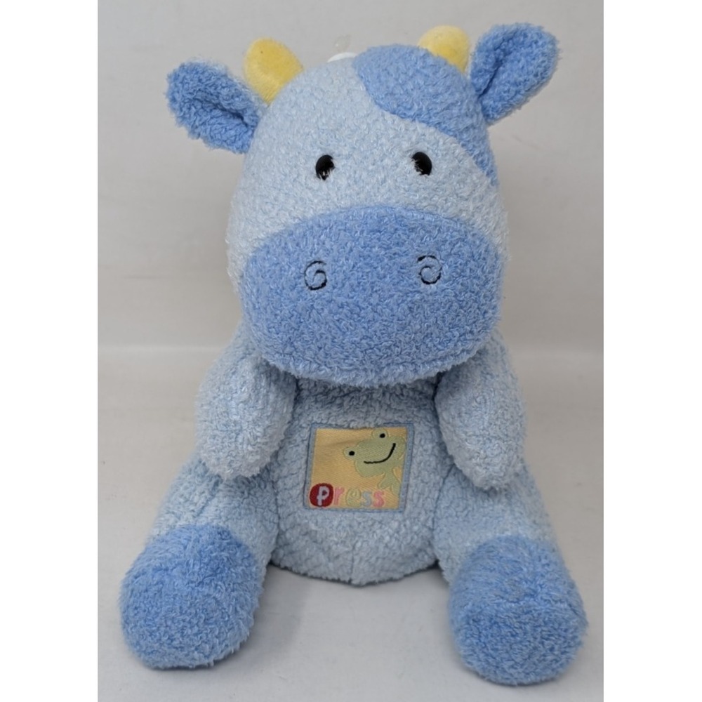 Vintage Carters Prestige Cow Musical Sound Moo Blue Plush Baby Lovey Terry Y2K